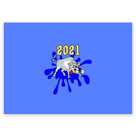 Поздравительная открытка с принтом Символ года 2021 в Новосибирске, 100% бумага | плотность бумаги 280 г/м2, матовая, на обратной стороне линовка и место для марки
 | Тематика изображения на принте: 
