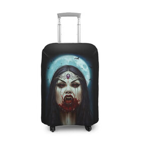 Чехол для чемодана 3D с принтом Королева Вампиров в Новосибирске, 86% полиэфир, 14% спандекс | двустороннее нанесение принта, прорези для ручек и колес | 666 | blood | dracula | horror | inside | queen | scream | vampire | вампир | внутри | дракула | древний | королева | крик | кровь | луна | полнолуние | ужасы | хоррор