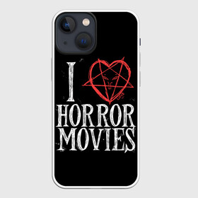 Чехол для iPhone 13 mini с принтом I Love Horror Movies в Новосибирске,  |  | 666 | blood | dracula | horror | i | inside | love | movies | pentagram | scream | vampire | вампир | внутри | дракула | древний | крик | кровь | люблю | пентаграмма | ужасы | фильмы | хоррор | я