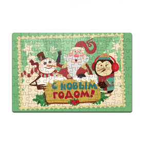Пазл магнитный 126 элементов с принтом С новым годом - Дед Мороз в Новосибирске, полимерный материал с магнитным слоем | 126 деталей, размер изделия —  180*270 мм | christmas | new year | santa | spirit | toys | winter | дед мороз | дедушка | зима | игрушки | клаус | новогоднее | новогодняя | новый год 2021 | пингвин | пингвинчик | праздник | рождественский дух | санта | символ | символы