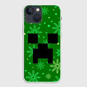 Чехол для iPhone 13 mini с принтом ЗИМНИЙ MINECRAFT в Новосибирске,  |  | christmas | creeper | game | minecraft | new year | snow | winter | зима | крипер | майнкрафт | мороз | новый год | рождество | снег | снежинки