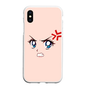 Чехол для iPhone XS Max матовый с принтом Angry anime girl в Новосибирске, Силикон | Область печати: задняя сторона чехла, без боковых панелей | Тематика изображения на принте: angry | anime | art | big | eyes | face | girl | kawaii | manga | style | аниме | арт | взгляд | глаза | девушка | злой | кавай | лицо | манга