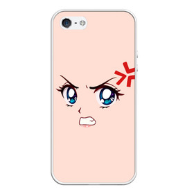 Чехол для iPhone 5/5S матовый с принтом Angry anime girl в Новосибирске, Силикон | Область печати: задняя сторона чехла, без боковых панелей | angry | anime | art | big | eyes | face | girl | kawaii | manga | style | аниме | арт | взгляд | глаза | девушка | злой | кавай | лицо | манга