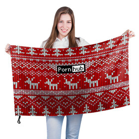Флаг 3D с принтом Pornhub в Новосибирске, 100% полиэстер | плотность ткани — 95 г/м2, размер — 67 х 109 см. Принт наносится с одной стороны | deer | fashion | horns | new year | pattern | vanguard | x mas tree | авангард | ёлка | мода | новый год | олень | рога | узор