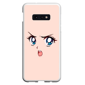 Чехол для Samsung S10E с принтом Angry anime girl в Новосибирске, Силикон | Область печати: задняя сторона чехла, без боковых панелей | angry | anime | art | big | eyes | face | girl | kawaii | manga | style | аниме | арт | взгляд | глаза | девушка | злой | кавай | лицо | манга