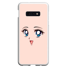 Чехол для Samsung S10E с принтом Happy anime face в Новосибирске, Силикон | Область печати: задняя сторона чехла, без боковых панелей | Тематика изображения на принте: angry | anime | art | big | eyes | face | girl | kawaii | manga | style | аниме | арт | глаза | девушка | кавай | лицо | манга