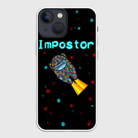Чехол для iPhone 13 mini с принтом Impostor в Новосибирске,  |  | 2021 | among us | impostor | space mafia | sus.puffballs united | амонг ас | амонг единорог | в космосе | импостор | инопланетяне | инопланетянин | надпись | новогодний амонг ас | ракета | с новым годом | самозванец | среди нас
