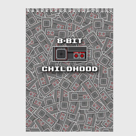 Скетчбук с принтом 8-bit childhood в Новосибирске, 100% бумага
 | 48 листов, плотность листов — 100 г/м2, плотность картонной обложки — 250 г/м2. Листы скреплены сверху удобной пружинной спиралью | 8 bit | 8 бит | sega | sega master system | джойстик | сега