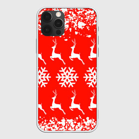 Чехол для iPhone 12 Pro Max с принтом New Year в Новосибирске, Силикон |  | christmas toys | deer | new year | red | snow | snowflakes | tree | елка | красный | новогодние игрушки | новый год | олени | свитер с оленями | снег | снежинки | футболка с оленями
