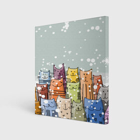 Холст квадратный с принтом Котики в Новосибирске, 100% ПВХ |  | 2020 | background | holiday | new year | rat | гирлянда | елка | елочки | зима | новый год | праздник | рождество | синий | снег | снежинки | текстура | фон