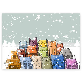 Поздравительная открытка с принтом Котики в Новосибирске, 100% бумага | плотность бумаги 280 г/м2, матовая, на обратной стороне линовка и место для марки
 | 2020 | background | holiday | new year | rat | гирлянда | елка | елочки | зима | новый год | праздник | рождество | синий | снег | снежинки | текстура | фон