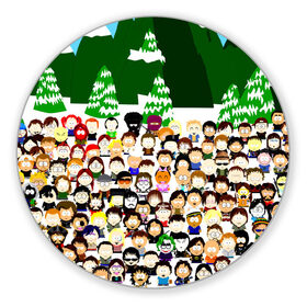 Коврик для мышки круглый с принтом Южный Парк / South Park . в Новосибирске, резина и полиэстер | круглая форма, изображение наносится на всю лицевую часть | south park | ubisoft | woodland critter christmas | кенни | мультсериал | стэн | южный парк