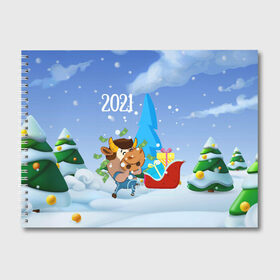 Альбом для рисования с принтом Новый год 2021 в Новосибирске, 100% бумага
 | матовая бумага, плотность 200 мг. | Тематика изображения на принте: 2021 | 7 января | bull | newyear | santa | бык | быки | бычок | год быка | дед мороз | корова | новогодние каникулы | новогодние праздники | новый 2021 | новый год | новый год 2021 | рождество | сани | санта | санта клаус
