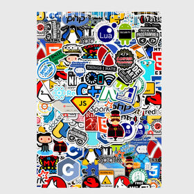Скетчбук с принтом Programming stickers в Новосибирске, 100% бумага
 | 48 листов, плотность листов — 100 г/м2, плотность картонной обложки — 250 г/м2. Листы скреплены сверху удобной пружинной спиралью | Тематика изображения на принте: css | it | linux | programming | wi fi | код | компьютер | линукс | программирование | профессия | стикер бомбинг
