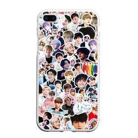 Чехол для iPhone 7Plus/8 Plus матовый с принтом BTS Sticker Bombing в Новосибирске, Силикон | Область печати: задняя сторона чехла, без боковых панелей | Тематика изображения на принте: bts | k pop | бтс | к поп | кей поп | корея | музыка | стикеры