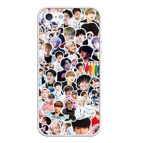 Чехол для iPhone 5/5S матовый с принтом BTS Sticker Bombing в Новосибирске, Силикон | Область печати: задняя сторона чехла, без боковых панелей | bts | k pop | бтс | к поп | кей поп | корея | музыка | стикеры