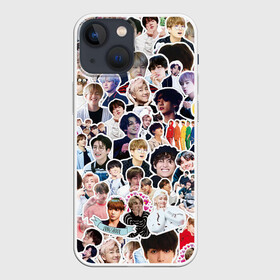 Чехол для iPhone 13 mini с принтом BTS Sticker Bombing в Новосибирске,  |  | Тематика изображения на принте: bts | k pop | бтс | к поп | кей поп | корея | музыка | стикеры