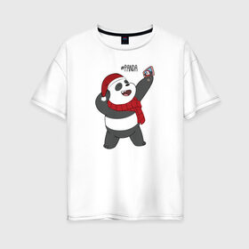 Женская футболка хлопок Oversize с принтом Panda в Новосибирске, 100% хлопок | свободный крой, круглый ворот, спущенный рукав, длина до линии бедер
 | cartoon network | panda | vdkimel | we bare bears | вся правда о медведях | панда