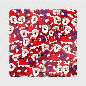 Магнит виниловый Квадрат с принтом Дед Санта в Новосибирске, полимерный материал с магнитным слоем | размер 9*9 см, закругленные углы | 2021 | 2022 | new year | tiger | гирлянда | год тигра | дед мороз | елка | клаус | конфеты | нг | новый год | носок | подарок | рождество | с | санта | снег | снеговик | снежинка | шары
