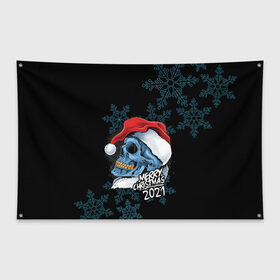 Флаг-баннер с принтом Bad Santa Claus в Новосибирске, 100% полиэстер | размер 67 х 109 см, плотность ткани — 95 г/м2; по краям флага есть четыре люверса для крепления | 2021 | angel | bad santa | christ | christmas | holidays | jesus | new year | santa | santa claus | set | skull | snow | snowflakes | weekend