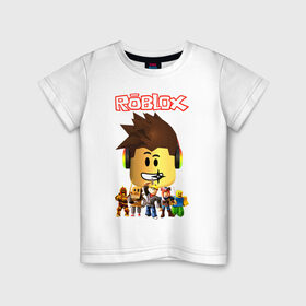Детская футболка хлопок с принтом ROBLOX в Новосибирске, 100% хлопок | круглый вырез горловины, полуприлегающий силуэт, длина до линии бедер | piggy | roblox | roblox games | roblox piggy | игра роблокс | пигги. | роблокс | роблокс пигги | робукс
