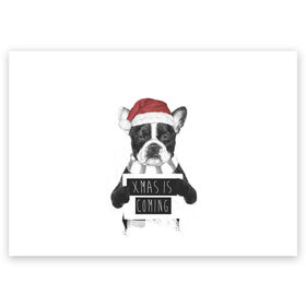 Поздравительная открытка с принтом Новый Год Близко в Новосибирске, 100% бумага | плотность бумаги 280 г/м2, матовая, на обратной стороне линовка и место для марки
 | 2021 | 21 | 2k21 | 2к21 | bulldog | chrystmas | coming | dog | is | marry | new | santa | snow | xmas | year | бульдог | год | годом | дед | елка | елки | клаус | лес | мороз | настроение | новогоднее | новогоднему | новый | новым | пес | по | рождество |