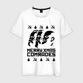 Мужская футболка хлопок с принтом Merry Xmas Comrades в Новосибирске, 100% хлопок | прямой крой, круглый вырез горловины, длина до линии бедер, слегка спущенное плечо. | Тематика изображения на принте: 2021 | 21 | 2k21 | 2к21 | chrystmas | comrades | marry | new | santa | snow | xmas | year | год | годом | камрад | клаус | ленин | настроение | новогоднее | новогоднему | новый | новым | по | рождество | с | санта | снег | советский | союз