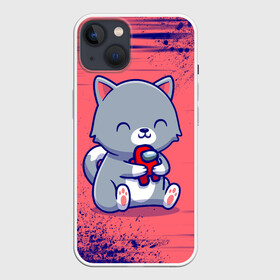 Чехол для iPhone 13 с принтом AMONG US   С КОТИКОМ в Новосибирске,  |  | among | among us | amongus | cat | crewmate | game | games | imposter | impostor | logo | monster | sabotage | shhh | амонг | амонг ас | амонгас | игра | игры | импостер | космос | кот | котенок | котик | крюмейт | лого | логотип | логотипы | м