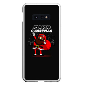 Чехол для Samsung S10E с принтом Mario Christmas в Новосибирске, Силикон | Область печати: задняя сторона чехла, без боковых панелей | Тематика изображения на принте: claus | happy new year | mario | merry christmas | santa | snowman | дед мороз | елка | клаус | марио | новый год | рождество | с новым годом | санта | снеговик