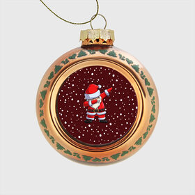 Стеклянный ёлочный шар с принтом Dab-Santa в Новосибирске, Стекло | Диаметр: 80 мм | claus | happy new year | merry christmas | santa | snowman | дед мороз | елка | клаус | новый год | рождество | с новым годом | санта | снеговик