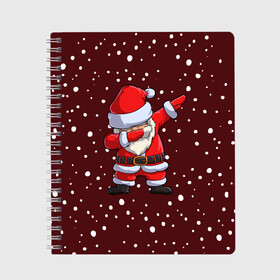 Тетрадь с принтом Dab-Santa в Новосибирске, 100% бумага | 48 листов, плотность листов — 60 г/м2, плотность картонной обложки — 250 г/м2. Листы скреплены сбоку удобной пружинной спиралью. Уголки страниц и обложки скругленные. Цвет линий — светло-серый
 | claus | happy new year | merry christmas | santa | snowman | дед мороз | елка | клаус | новый год | рождество | с новым годом | санта | снеговик