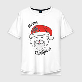 Мужская футболка хлопок Oversize с принтом Merry Furry Christmas! в Новосибирске, 100% хлопок | свободный крой, круглый ворот, “спинка” длиннее передней части | 