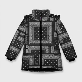 Зимняя куртка для девочек 3D с принтом 3D Бандана v black в Новосибирске, ткань верха — 100% полиэстер; подклад — 100% полиэстер, утеплитель — 100% полиэстер. | длина ниже бедра, удлиненная спинка, воротник стойка и отстегивающийся капюшон. Есть боковые карманы с листочкой на кнопках, утяжки по низу изделия и внутренний карман на молнии. 

Предусмотрены светоотражающий принт на спинке, радужный светоотражающий элемент на пуллере молнии и на резинке для утяжки. | fashiom | fire | game | hip hop | rap | street style | top | игра | мода | огонь | рэп | топ | уличный стиль | хип хоп