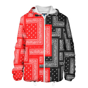 Мужская куртка 3D с принтом 3D Бандана v.red-black в Новосибирске, ткань верха — 100% полиэстер, подклад — флис | прямой крой, подол и капюшон оформлены резинкой с фиксаторами, два кармана без застежек по бокам, один большой потайной карман на груди. Карман на груди застегивается на липучку | fashiom | fire | game | hip hop | rap | street style | top | игра | мода | огонь | рэп | топ | уличный стиль | хип хоп