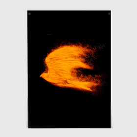 Постер с принтом Огненная птица в Новосибирске, 100% бумага
 | бумага, плотность 150 мг. Матовая, но за счет высокого коэффициента гладкости имеет небольшой блеск и дает на свету блики, но в отличии от глянцевой бумаги не покрыта лаком | мечта | огненная птица | огонь | орел | полет | птица | сокол | стремление | фантазия | феникс