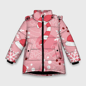 Зимняя куртка для девочек 3D с принтом Новогодний узор на розовом в Новосибирске, ткань верха — 100% полиэстер; подклад — 100% полиэстер, утеплитель — 100% полиэстер. | длина ниже бедра, удлиненная спинка, воротник стойка и отстегивающийся капюшон. Есть боковые карманы с листочкой на кнопках, утяжки по низу изделия и внутренний карман на молнии. 

Предусмотрены светоотражающий принт на спинке, радужный светоотражающий элемент на пуллере молнии и на резинке для утяжки. | красный | новый год | розовый | санта | снежинка | узор | шапка