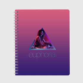 Тетрадь с принтом сериал Euphoria в Новосибирске, 100% бумага | 48 листов, плотность листов — 60 г/м2, плотность картонной обложки — 250 г/м2. Листы скреплены сбоку удобной пружинной спиралью. Уголки страниц и обложки скругленные. Цвет линий — светло-серый
 | Тематика изображения на принте: zendaya | зендея | ру беннетт | сериал euphoria | эйфория