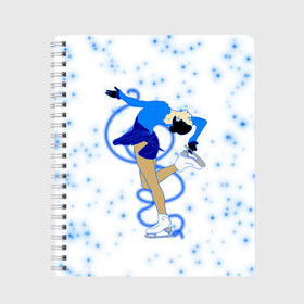 Тетрадь с принтом Фигурное катание в Новосибирске, 100% бумага | 48 листов, плотность листов — 60 г/м2, плотность картонной обложки — 250 г/м2. Листы скреплены сбоку удобной пружинной спиралью. Уголки страниц и обложки скругленные. Цвет линий — светло-серый
 | Тематика изображения на принте: dance | figure skating | girl | ice | rink | skate | sport | winter | девочка | девушка | зима | зимний вид спорта | каток | коньки | лед | подарок | профессии | снег | спорт | спортивный | спортсменка | сюрприз | танец | танцующий