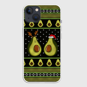 Чехол для iPhone 13 с принтом Avo christmas в Новосибирске,  |  | 2020 | 2021 | avocado | christmas | happy | merry | new year | sweater | ugly christmas | авакадо | зима | новогодний | новогодняя | новый год | рождественский | рождественский свитер | рождество | свитер | снег