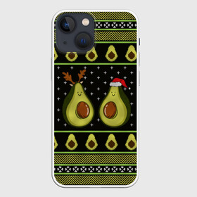 Чехол для iPhone 13 mini с принтом Avo christmas в Новосибирске,  |  | 2020 | 2021 | avocado | christmas | happy | merry | new year | sweater | ugly christmas | авакадо | зима | новогодний | новогодняя | новый год | рождественский | рождественский свитер | рождество | свитер | снег