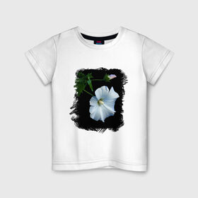 Детская футболка хлопок с принтом Лаватера в Новосибирске, 100% хлопок | круглый вырез горловины, полуприлегающий силуэт, длина до линии бедер | букет | лаватера | лето | растение | сад | фото лаватеры | цветок
