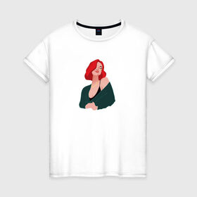 Женская футболка хлопок с принтом принт Алена Швец в Новосибирске, 100% хлопок | прямой крой, круглый вырез горловины, длина до линии бедер, слегка спущенное плечо | алёнашвец | девушка | музыка | певица | фан арт | цифровой рисунок