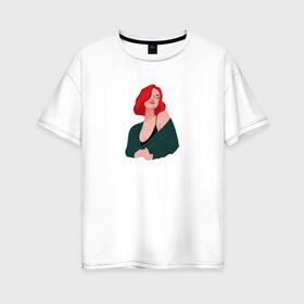 Женская футболка хлопок Oversize с принтом принт Алена Швец в Новосибирске, 100% хлопок | свободный крой, круглый ворот, спущенный рукав, длина до линии бедер
 | алёнашвец | девушка | музыка | певица | фан арт | цифровой рисунок