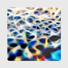 Магнит виниловый Квадрат с принтом Фрактальная паутина в Новосибирске, полимерный материал с магнитным слоем | размер 9*9 см, закругленные углы | абстракция | космос | неон | фантастика | фрактал