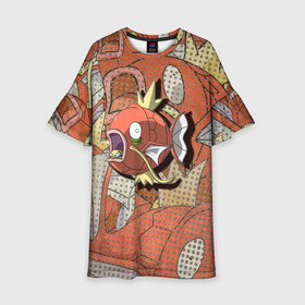 Детское платье 3D с принтом Покемон Fish. Меджикарп в Новосибирске, 100% полиэстер | прямой силуэт, чуть расширенный к низу. Круглая горловина, на рукавах — воланы | аниме | карп | меджикарп | покемон fish | покемон фиш | рыба | текстура
