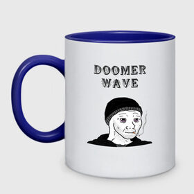 Кружка двухцветная с принтом Doomer Wave в Новосибирске, керамика | объем — 330 мл, диаметр — 80 мм. Цветная ручка и кайма сверху, в некоторых цветах — вся внутренняя часть | 20 | 2020 | 2021 | 21 | 2k20 | 2к20 | doomer | girl | girls | guy | man | mem | meme | memes | wafe | бумер | бумеры | волна | девушка | девушки | думер | думеры | зумер | зумеры | мем | мемы | мужчина | парень