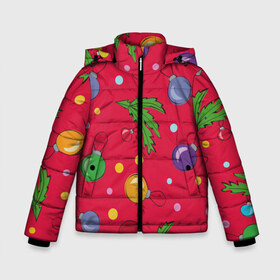 Зимняя куртка для мальчиков 3D с принтом Новогодний узор на красном в Новосибирске, ткань верха — 100% полиэстер; подклад — 100% полиэстер, утеплитель — 100% полиэстер | длина ниже бедра, удлиненная спинка, воротник стойка и отстегивающийся капюшон. Есть боковые карманы с листочкой на кнопках, утяжки по низу изделия и внутренний карман на молнии. 

Предусмотрены светоотражающий принт на спинке, радужный светоотражающий элемент на пуллере молнии и на резинке для утяжки | детский | игрушки | красный | новогодний | новый год | паттерн | подарок | рисунок | рождественский | узор