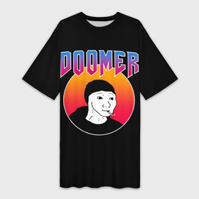 Платье-футболка 3D с принтом Doomer в Новосибирске,  |  | boomer | boy | chad | doomer | frecso | girl | i know | irony | jacques | post | stonks | thundercock | yes | zoomer | бумер | да | девушка | думер | жак | зумер | ирония | мем | мемы | парень | пост | постирония | стонкс | тандеркок | ф