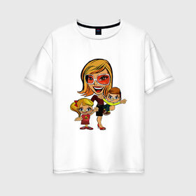 Женская футболка хлопок Oversize с принтом Emoji позитив в Новосибирске, 100% хлопок | свободный крой, круглый ворот, спущенный рукав, длина до линии бедер
 | 