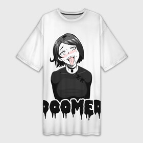 Платье-футболка 3D с принтом Doomer girl ahegao в Новосибирске,  |  | ahegao | boomer | boy | chad | doomer | girl | i know | irony | jacques | post | stonks | zoomer | ахегао | ахэгао | бумер | девушка | думер | жак | зумер | ирония | мем | мемы | парень | пост | постирония | стонкс | тандеркок | фр